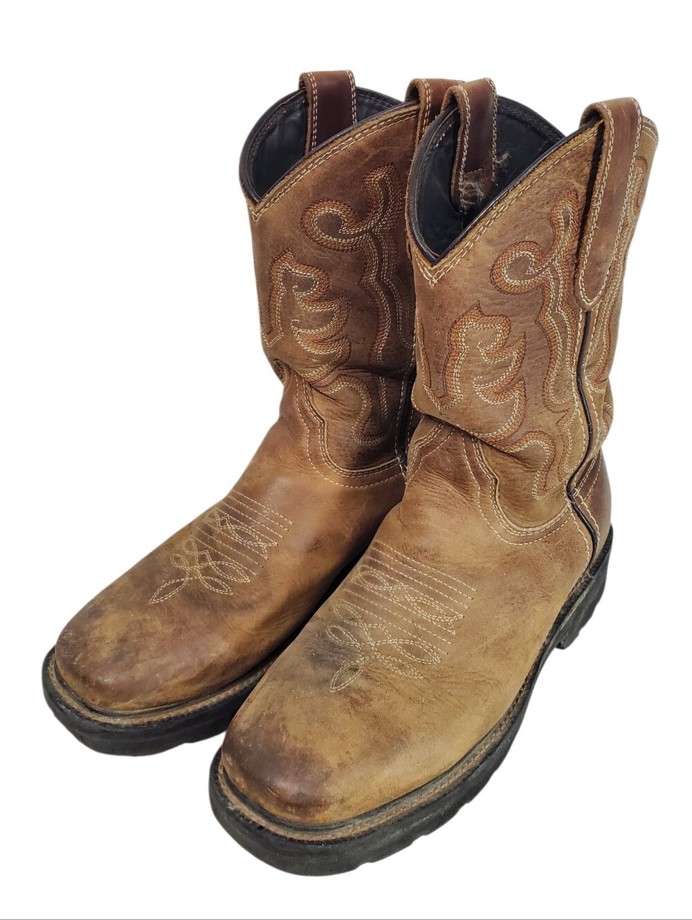J.B. Dillon Classic Brown Work Western Cowgirl Boots Square Toe Size 8.5